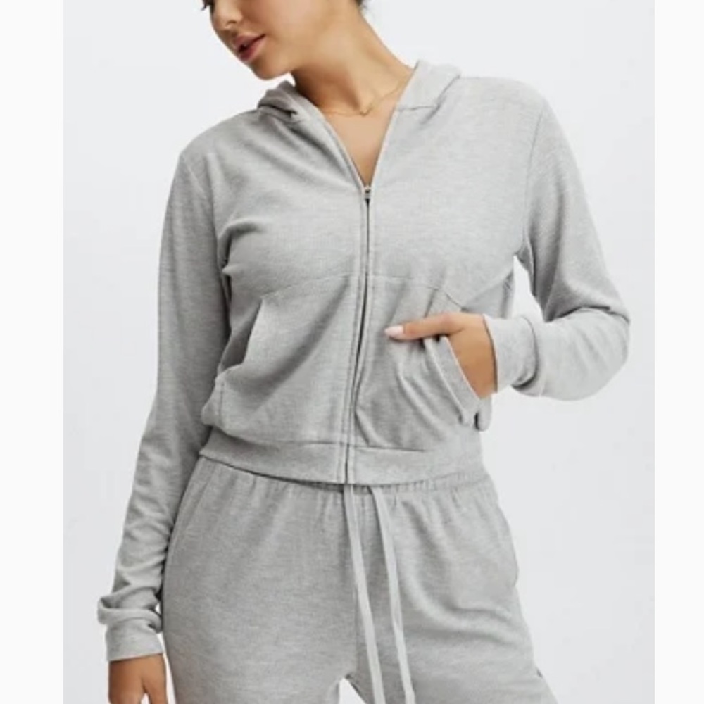 Zip Up Waffle Hoodie